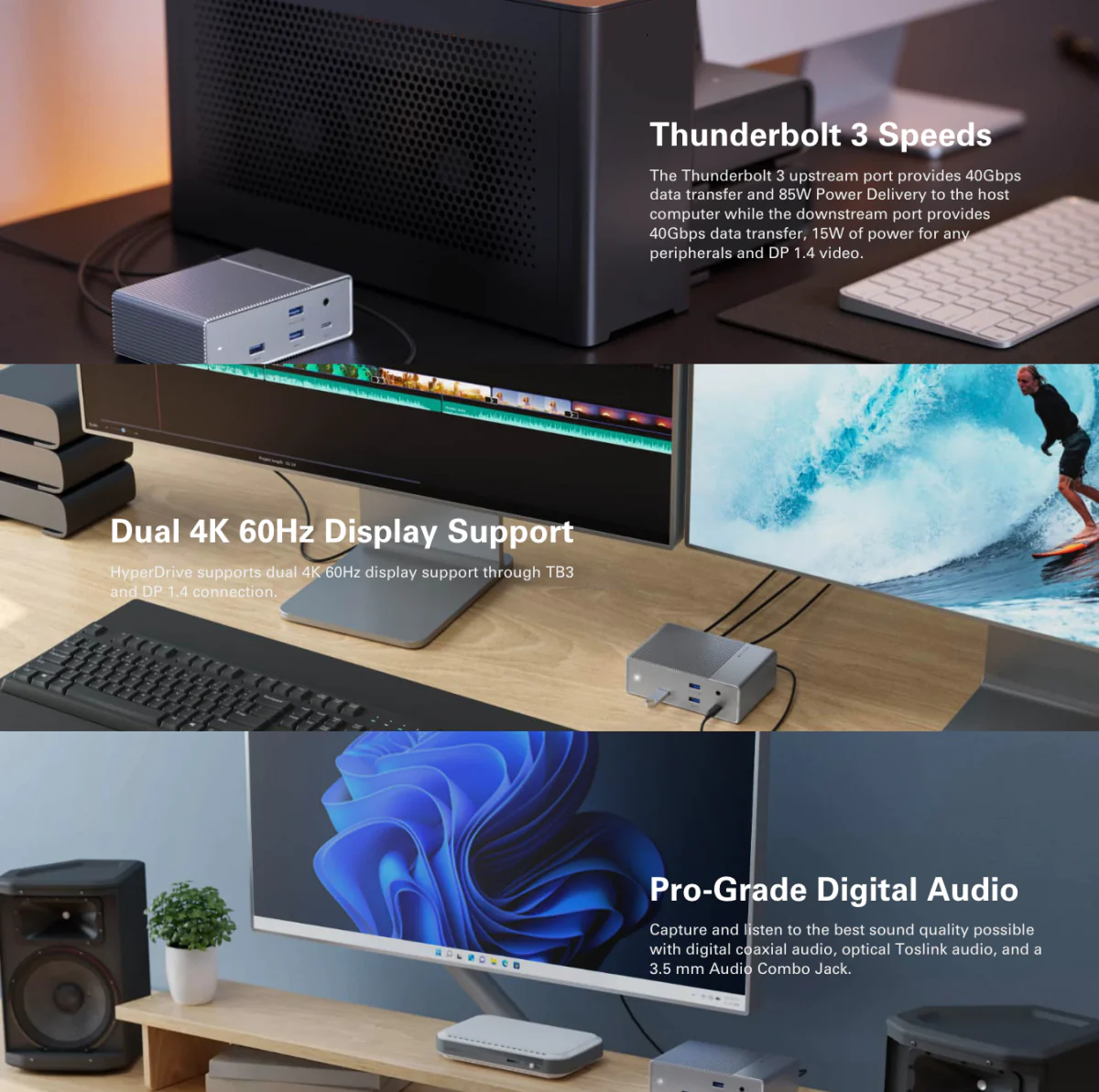 Dock Chuyển Đa Cổng Hyperdrive Gen 2-14 Port Thunderbolt 3 Stantion HD-G2TB314